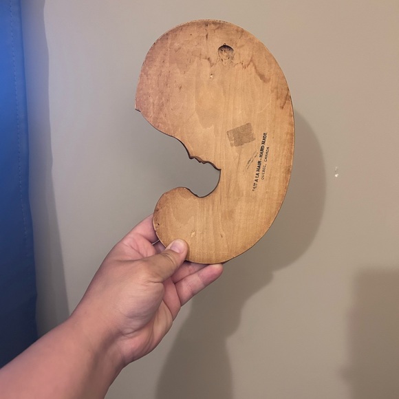 Vintage Fait a la Main Quebec Mother Child Handmade Wooden Plaque Albert Nadeau - Picture 2 of 4